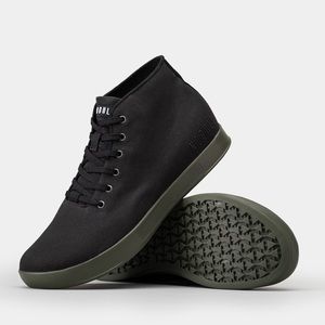 NOBULL | Mens' Mid Canvas Trainer Shoes in Black Ivy | 10.5